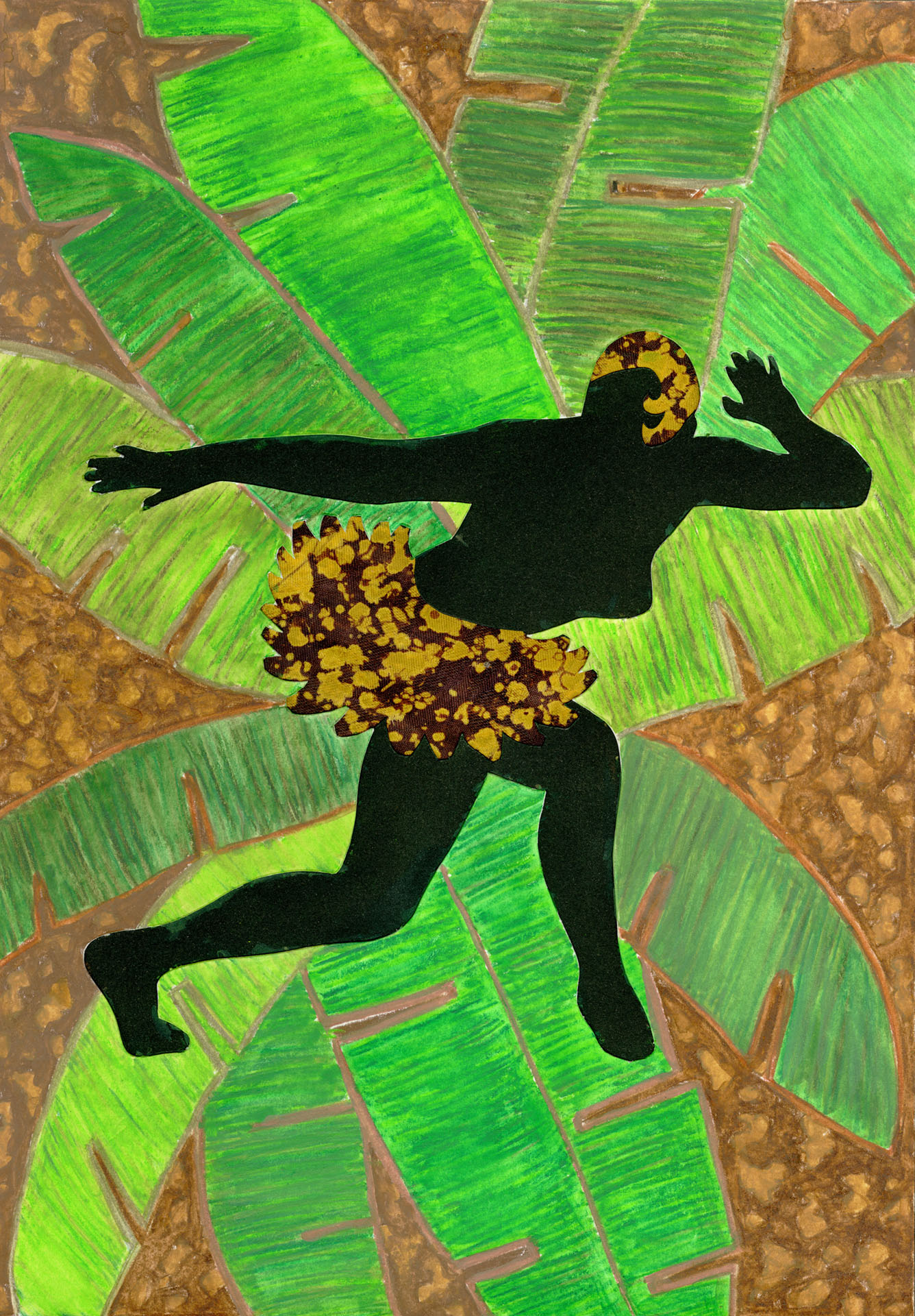 Josephine Baker - painted green matooke leaves 